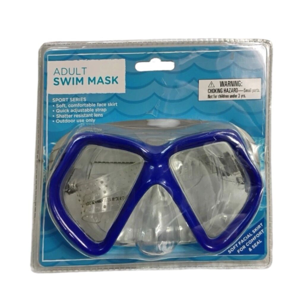 Blue Adult Swim Mask Sport Series Adjustable Strap Soft Face Skirt Comfort Seal
